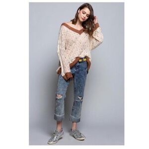 𝅺SWEATER Lightweight Open  Weave knit  In Cream